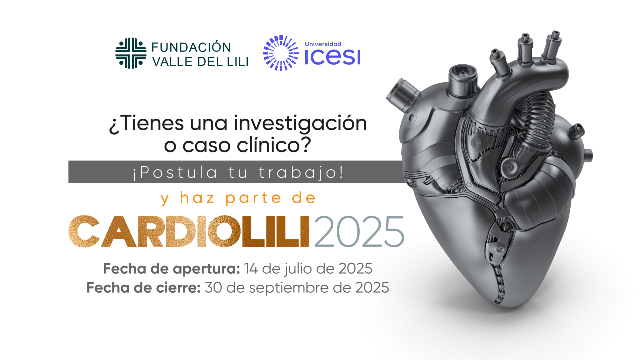 banner convocatoria trabajos para presentar en Cardiolili 2025
