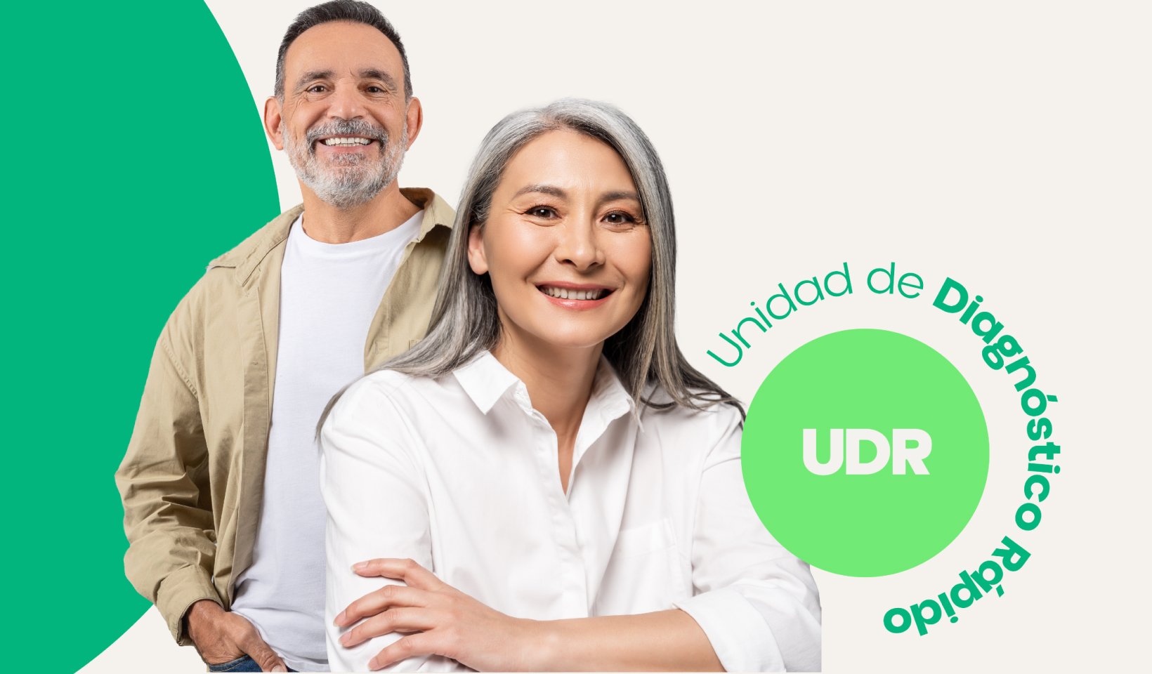 Portada con dos personas de mediana edad que se han hecho su chequeo de hígado de forma rápida